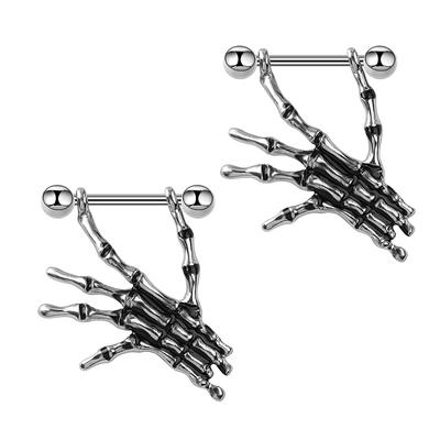Edelstahl Schädel Hand Nippelringe: Sexy Piercing Schmuck