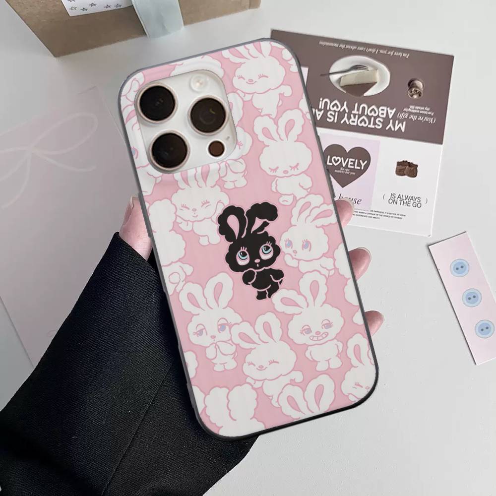 Cute Cartoon Esthers Bunny Phone Case For IPhone 17 16 15 14 13 12 11 Corrugated Frosted Soft Cover Anti-Slip
