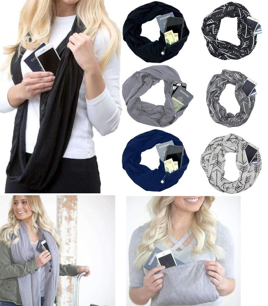 Grandwish Convertible Infinity Scarf with Pocket Pattern Scarf with