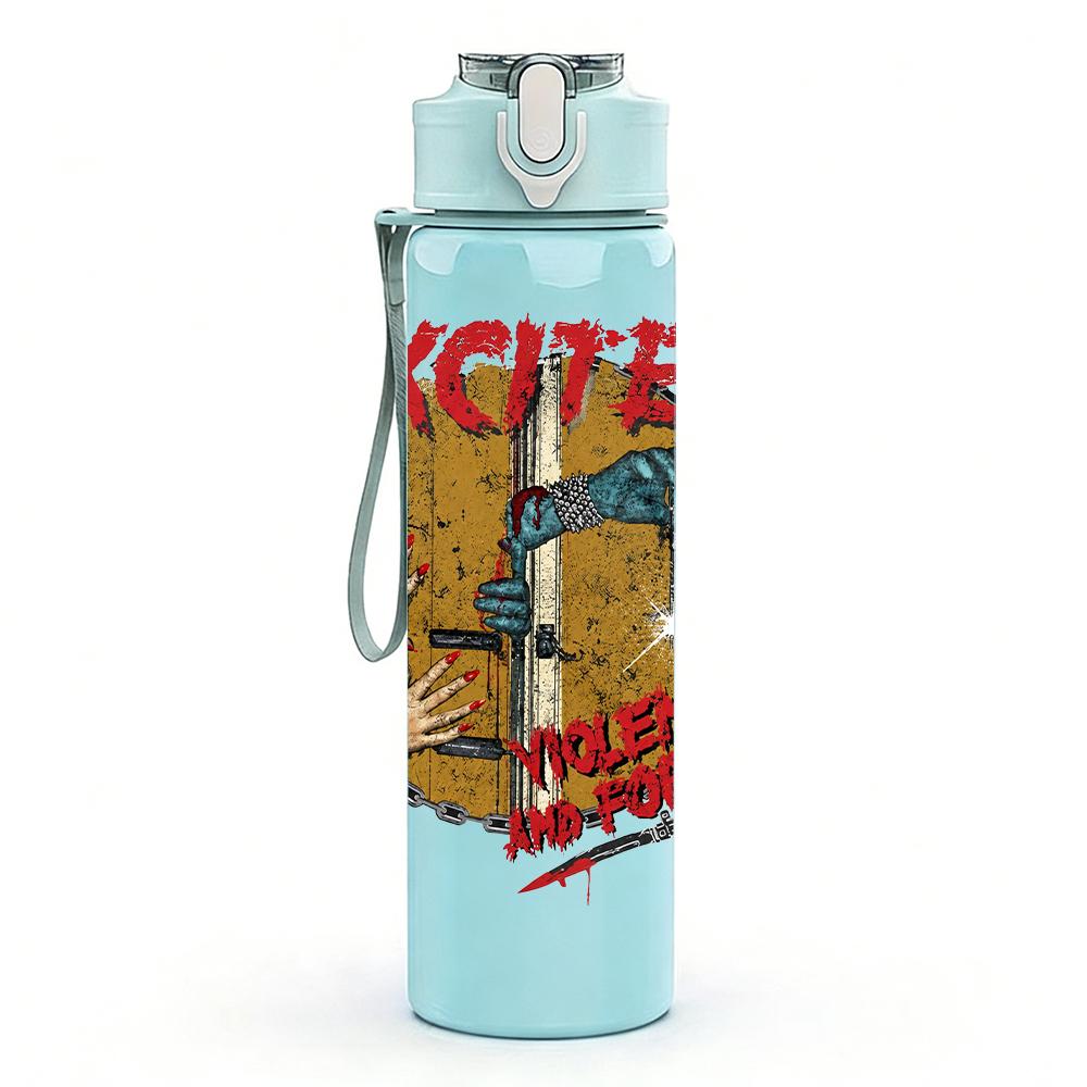 1PC Exciter Metal Band Retro Album Print 750ml Portable Sports Water Bottle Leakproof Travel Gym Drink Cup