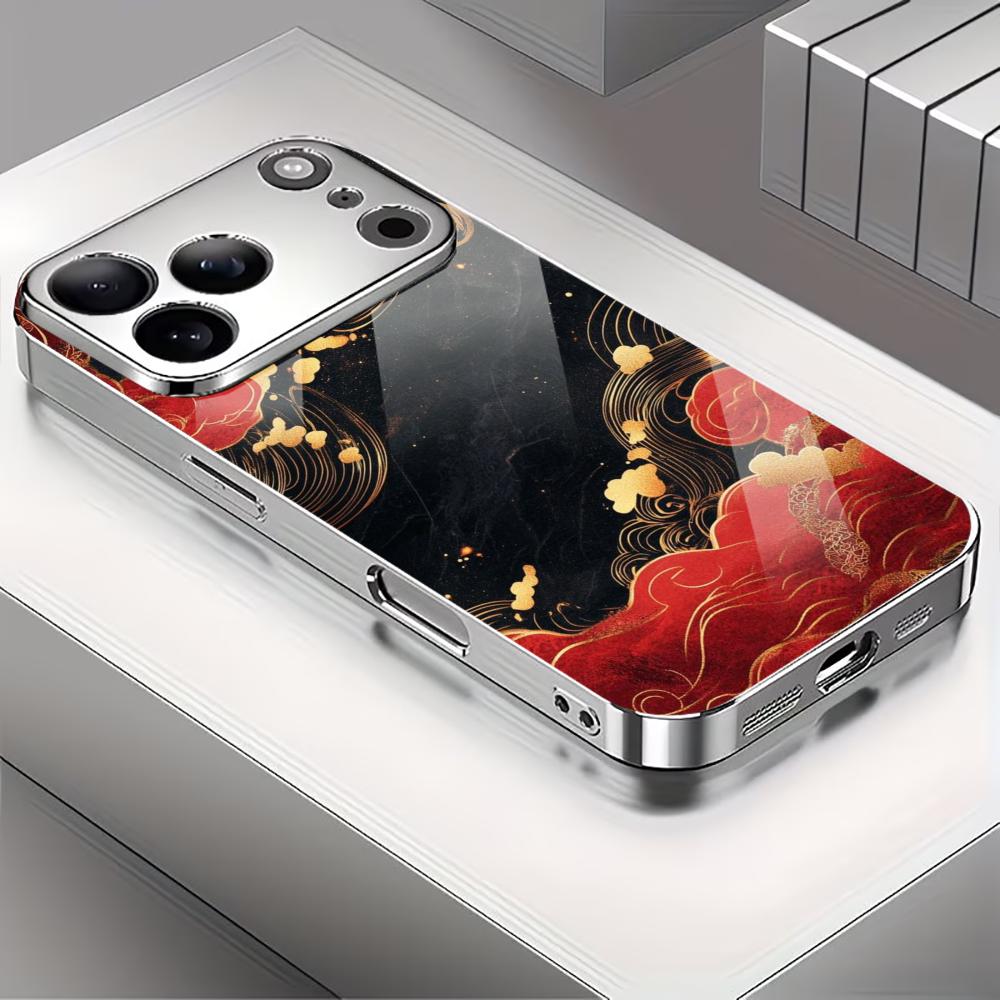 Goldene und rote Wolken Mode Handyhüllen carcasa Smartphone Glas Handyhülle für iPhone 17 16 15 14 13 12 11pm Pro Plus fundas