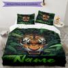 3pcs Custom Name Tiger Bedding Set Duvet Cover Closure Includes 1 Duvet Cover & 2 Pillowcases, Soft and Comfortable for All Seasons.
