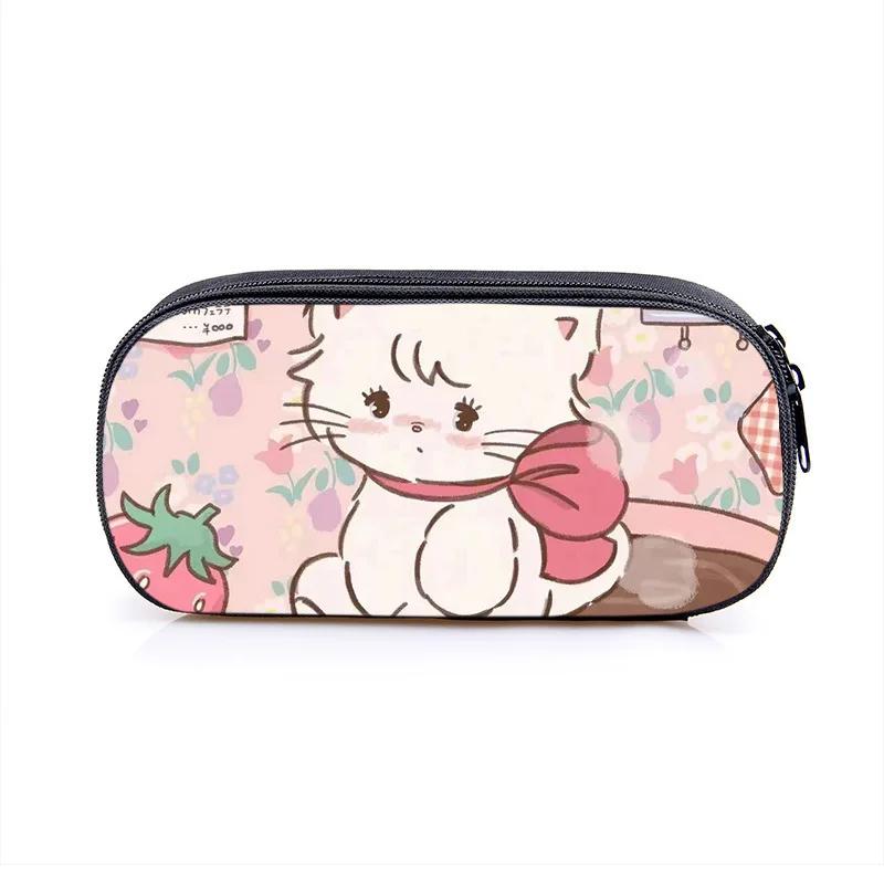 Mikko Pencil Bag Anime Pencil Cases Canvas Kawaii Stationery Box Children's Office Student School Supplies Stationary