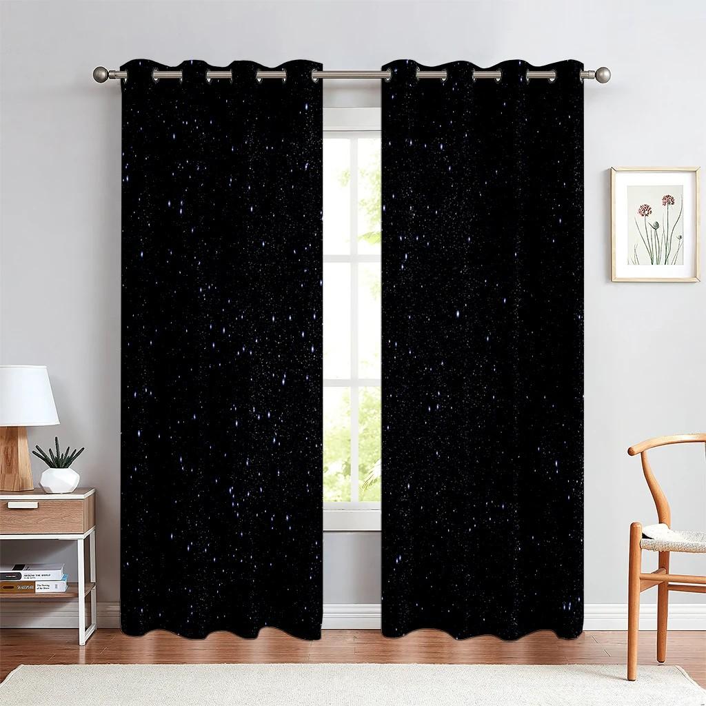 2Pcs Purple Cosmic Galaxy Space Planet Printing Star Window Curtains for Living Room Kids Bedroom Kitchen Study Home Decor New