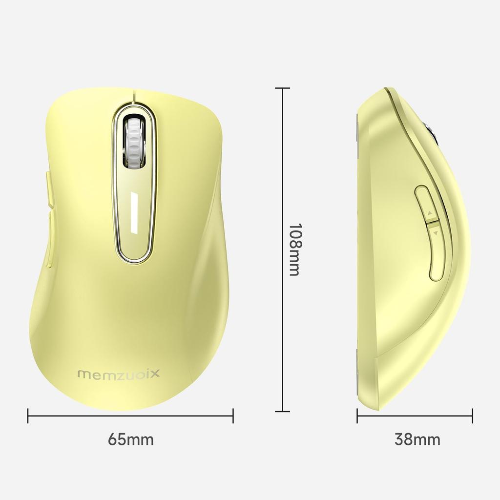 QAF Wireless Ergonomic 1400DPI Optical USB Receiver 5 Compatible with Red and Lemon Yellow 2.4GHz Mouse, Design, Long-Term Use, High-Precision