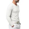 T-shirt da uomo a maniche lunghe con scollo a V a coste verticali, elasticizzata, vestibilità slim, maglia base, maglioni casual da indossare quotidianamente
