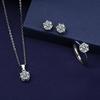 Luxury Six-clawed Moissanite Necklace Ring Earring Set 1-carat Shiny Wedding Jewelry for Women Bride
