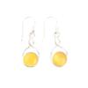 Round Shape Yellow Cat's Eye Gemstone 925 Stamped Silver Handmade Earrings 1.68" CE-15-41
