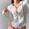 Felpe con cappuccio corte moda autunnale da donna felpa con cappuccio full zip felpe moda coreana con cappuccio carino manica lunga crop top sexy slim
