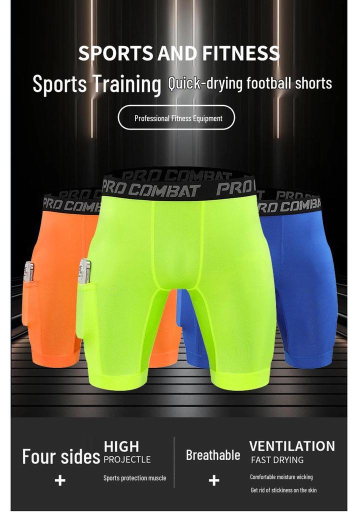 Shorts de Compression Homme à Séchage Rapide avec Poches pour la Course à Pied et le Basketball