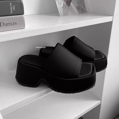 Fashion Elegant Women Platform Slippers Women Summer High Heels Leather Female Outdoors Non-slip Casual Beach Heels Sandals Ladies Shoes