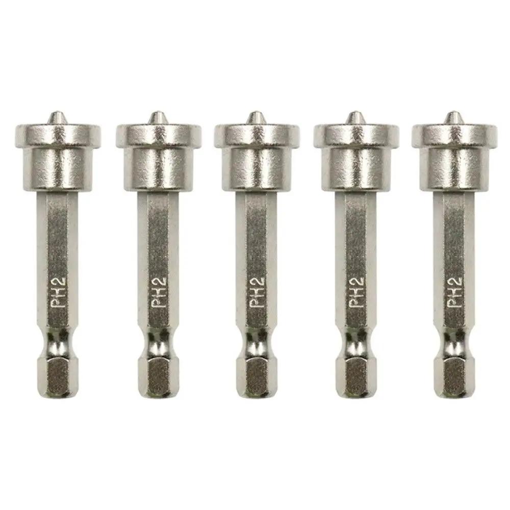 5Pcs/Set Durable Batch Head Woodworking Magnetic Positioning Screwdriver Positioning Bits Screw Nutdrivers 25mm/50mm