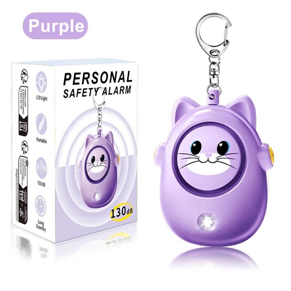Cute Cat Personal Self Defense Alarm Light 130db Self Defense Siren Safety Alarm For Outdoor Women Girl Personal Keychain Alarm