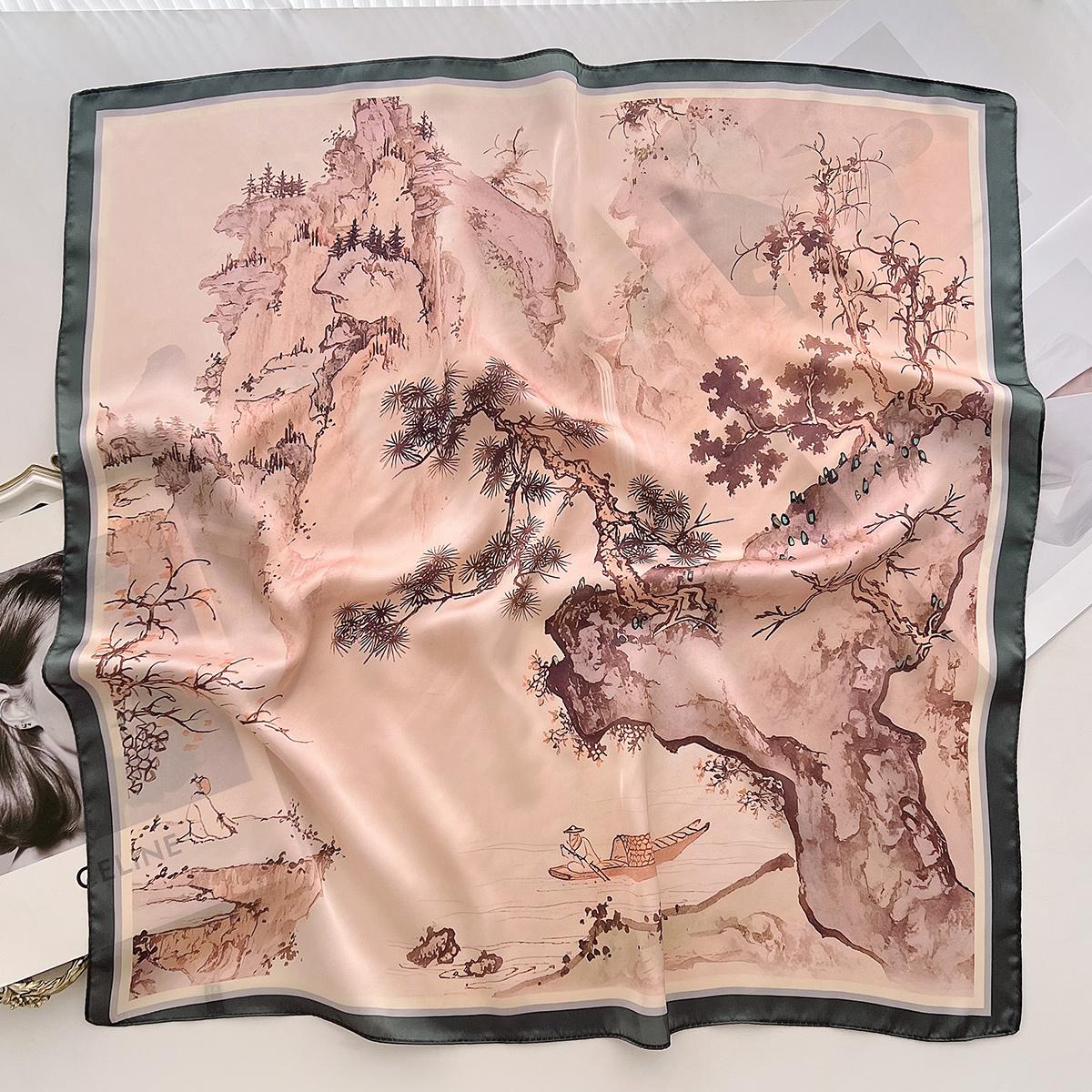 

Весенне-летний легкий шарфик в китайском стиле, маленький, литературный, с имитацией шелка, аксессуар, уменьшающий возраст, в зарубежном стиле, головной платок 66cm