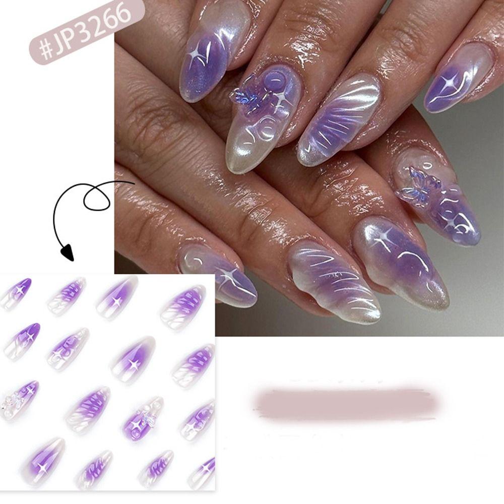 Faux ongles français longs à pression en amande pour manucure, pointes pour femmes