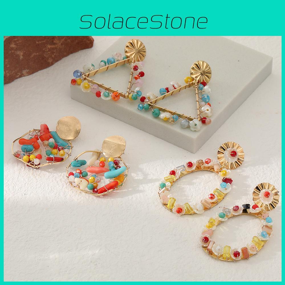 Trendy Alloy Dangle Earrings For Women Fashionable Geometric Shapes Triangle Oval