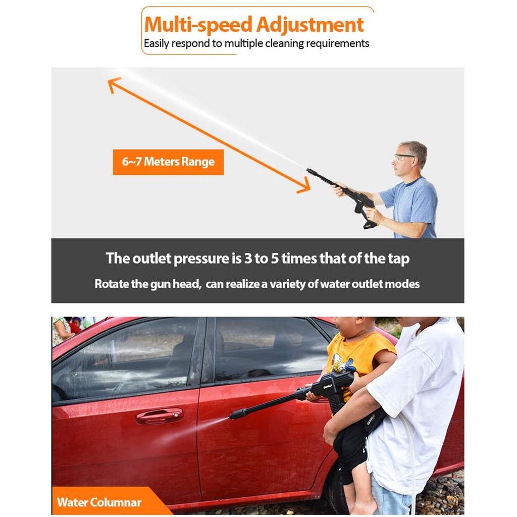 Rechargeable High Pressure Car Washer 70Bar Wireless Water Spray Guns Cleaning Guns Handheld Cleaner 20V Lithium Battery 1000W