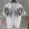 Extra-large Size Diamond-studded Wings Couple-style Short-sleeved Shirt, Loose-fitting and Slimming for Men's T-shirt