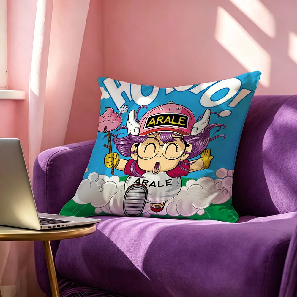 Anime Dr Slump Pillow Case Square DoubleSided Sofa Cushion Cover Bedroom Bedside Pillow