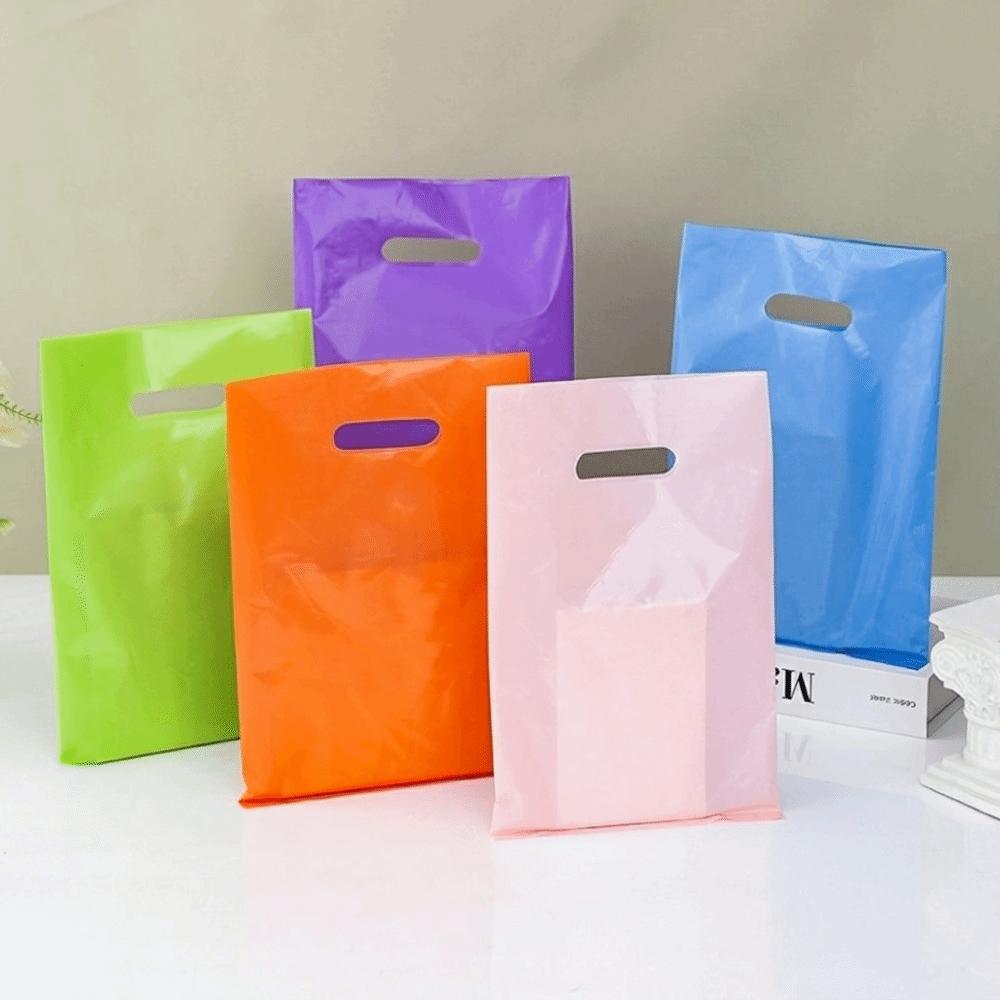 50 PCS Reinforced Shopping Bag Flat Mouth Plastic Carry Case Retail Carry Case Festive Occasions