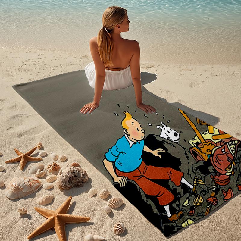 Beweis Strandtuch mit einem Muster von Die Abenteuer von Tim und Struppi1 - weich, saugfähig, schnell trocknend, maschinenwaschbar - perfekt für Schwimmen, Camping, Baden