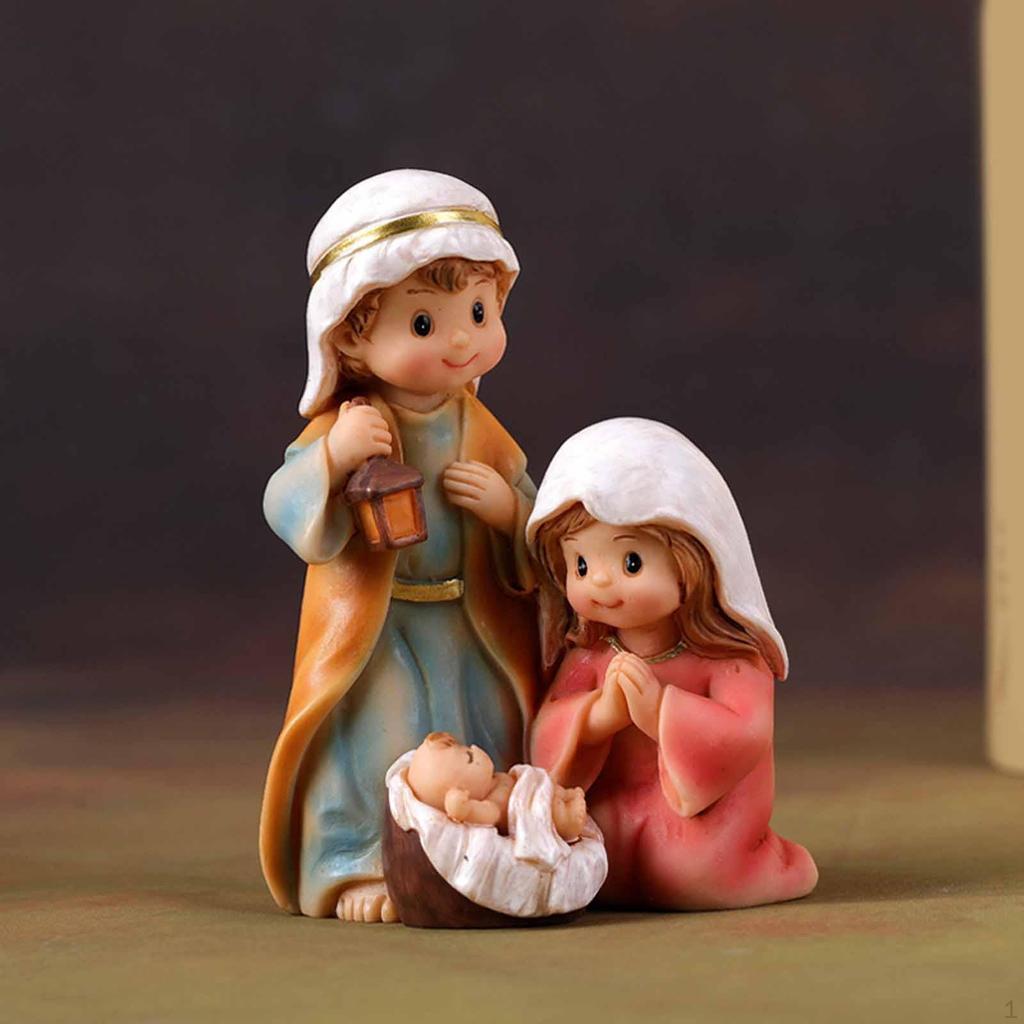 Christmas Nativity Scene Crafts Collectible Decorative Holy Family Figurine Ornament for