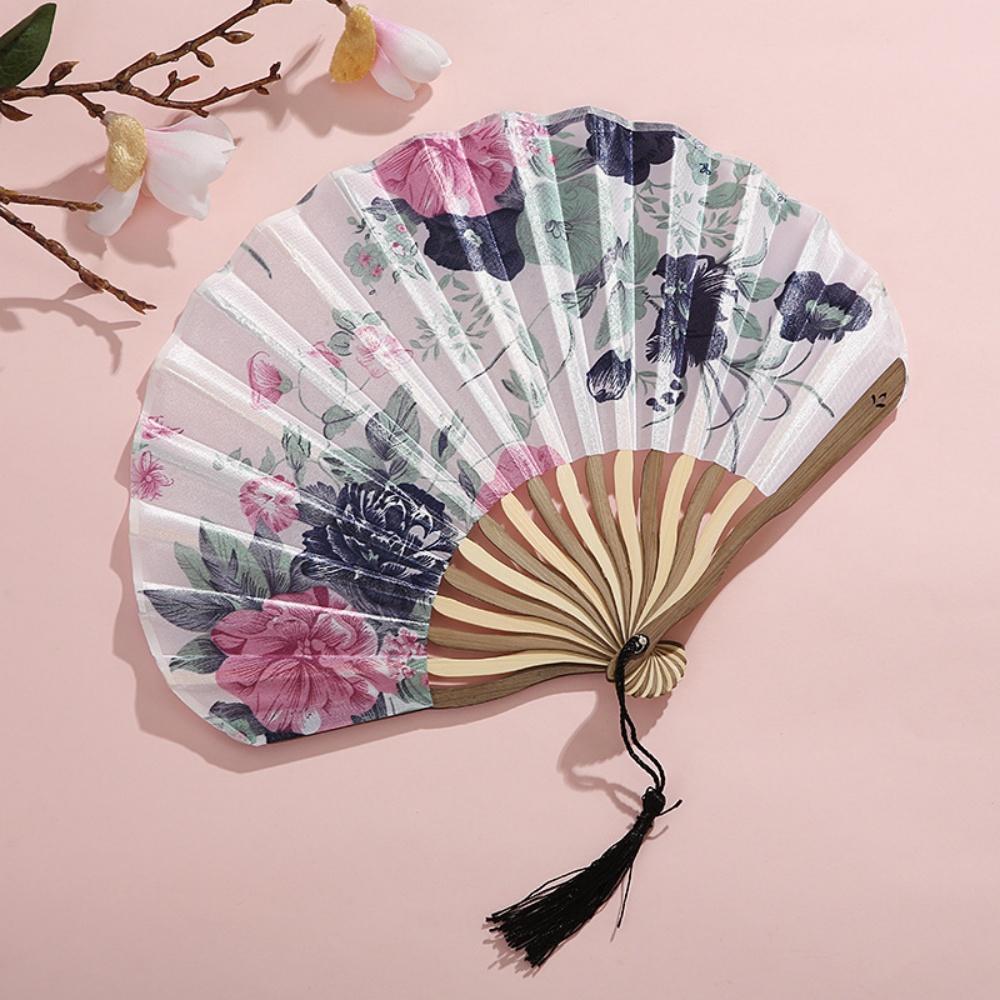 Silk Cloth Hand Fan Elegant Hand Fan Peony Flower Fan Luxurious For Weddings Personal Comfort Dance Recitals