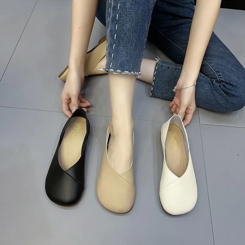 Leather Spring Autumn Women's Flats Ballerina Shoes Women Loafers Comfortable Soft Leather Women Flats Shoes