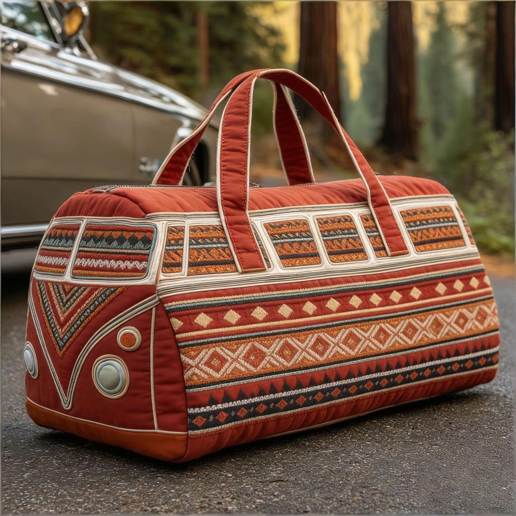 Retro Quilted Travel Bag, Bohemian- Weekend Travel Tote, Large-Capacity Carry- Luggage