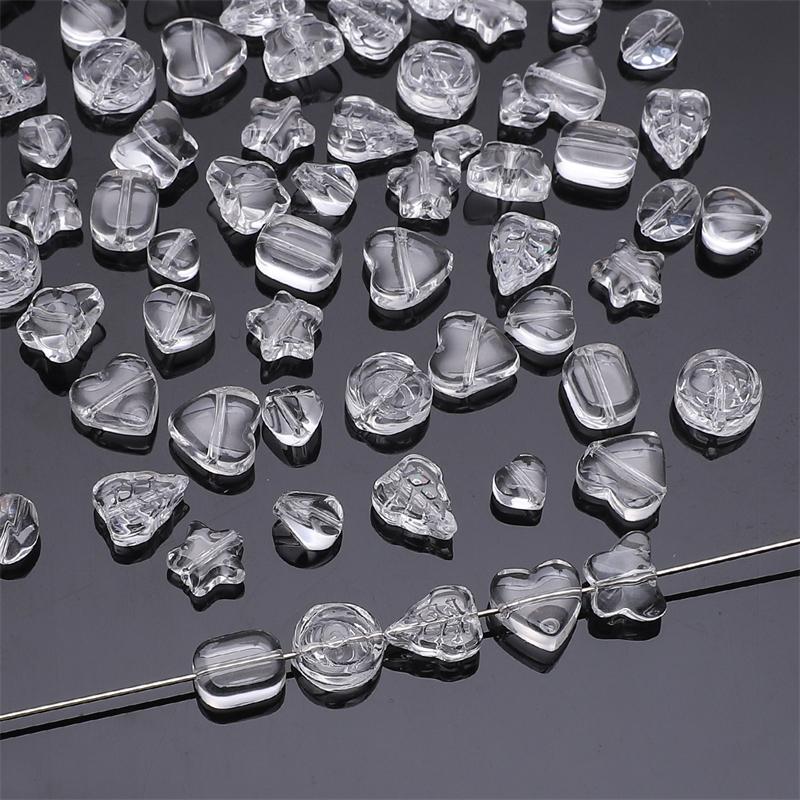 20pcs/bag Special-Shaped Glass Transparent Beads DIY Bracelet Necklace Earrings Jewelry Accessories