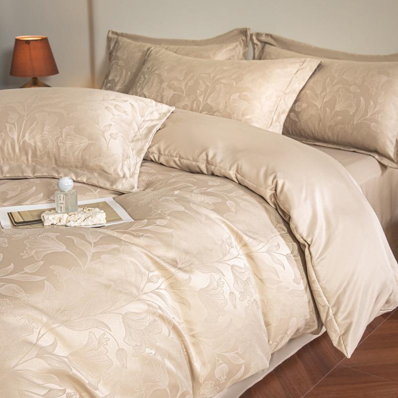

2026 Luxury Silk & Cotton Jacquard Bedding Set - Soft, Skin-Friendly & Comfortable 1.8 Bed Sheet Set - Duvet 200x230