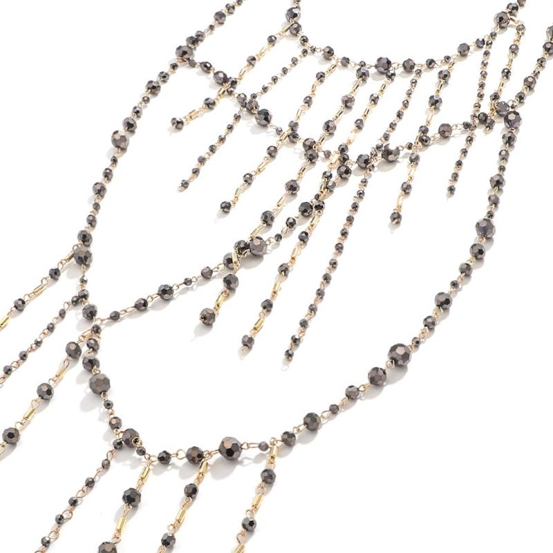 Böhmischer Stil Wasserfall-Halskette Tragbar für Damen mit Mehrschichtigen Perlenquasten Modeschmuck-Accessoires