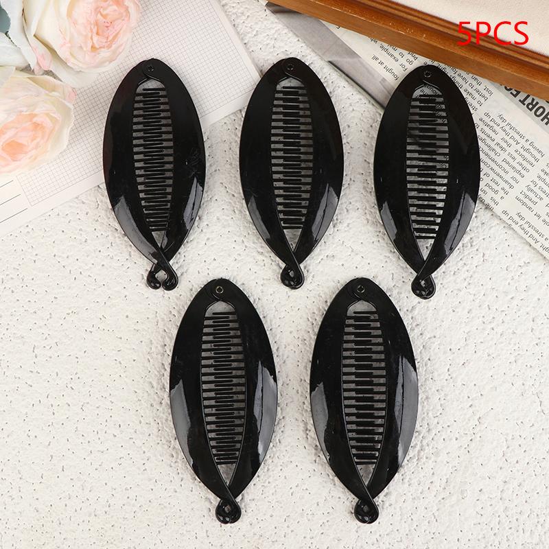 

Lazy Ponytail Holder Fish Shape Hair Claws Clips Holder For Women Girls Banana Clips Crabs Black Hair Styling Accessories 5PCS чорний