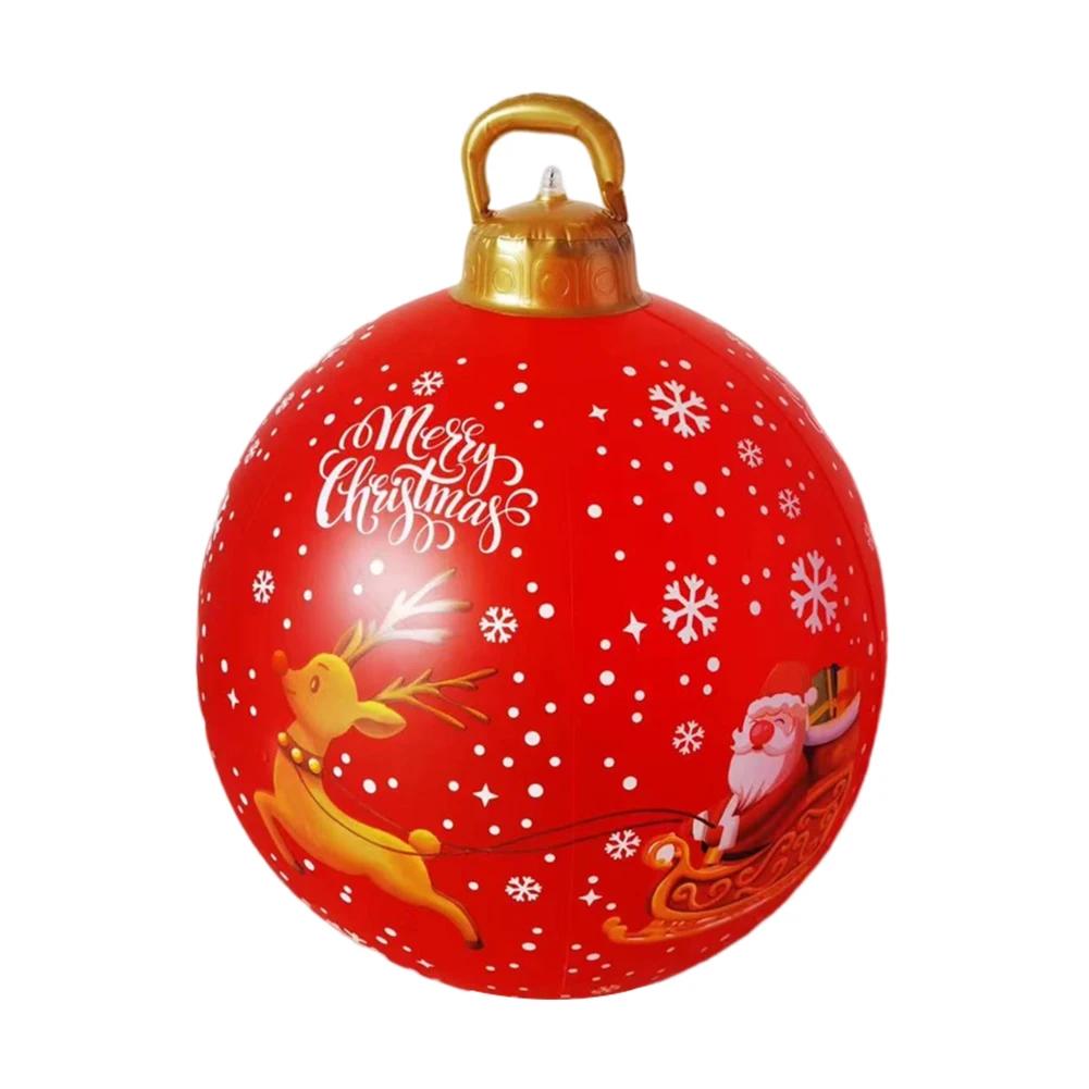 60CM Christmas Inflatable Ball Xmas Decorative Ball Inflated Toy Ball Giant Big Balls New Year Party Christmas Gift Home Decor