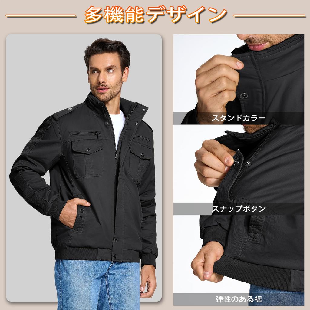 KEFITEVD Stand Collar Work Solid Size 3XL Men's Jacket, Windproof, Fleece-Lined, Outerwear, Outdoor, Streetwear, Color, Winter, Black,