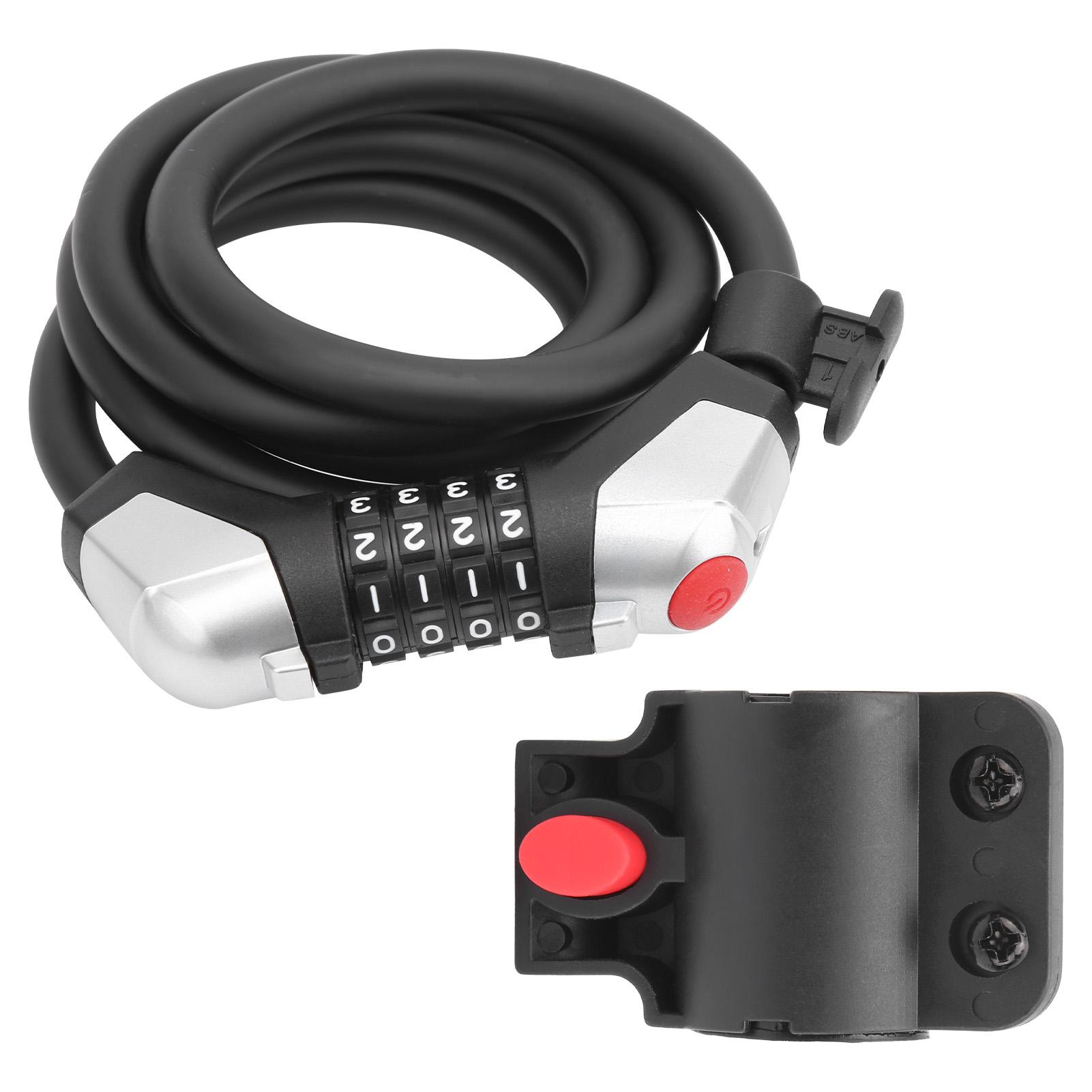 

150cm 59in Cycling Security Cable Lock 4 Passwords Steel Keless Locking Bicycle Accessory