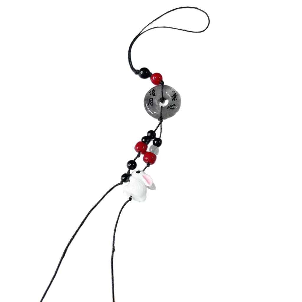 Resin Rabbit Charm with Rope for Phone Key Rabbit Pendant Phone Charm Ping Buckle Key Ornament for Trendy Individuals