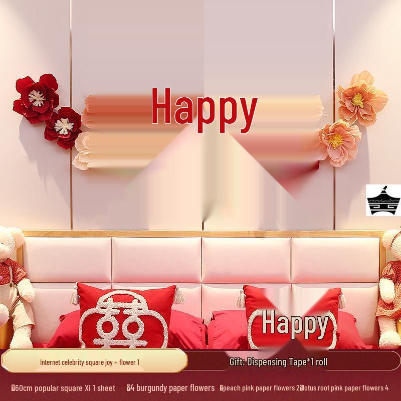 3D Crepe Paper Flower Wedding Decoration Set for Bedroom Wall