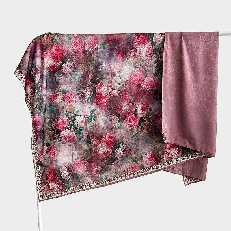 Chinese style fragrant cloud gauze square scarf silk scarf floralsprinting double-sided silk scarf shawl