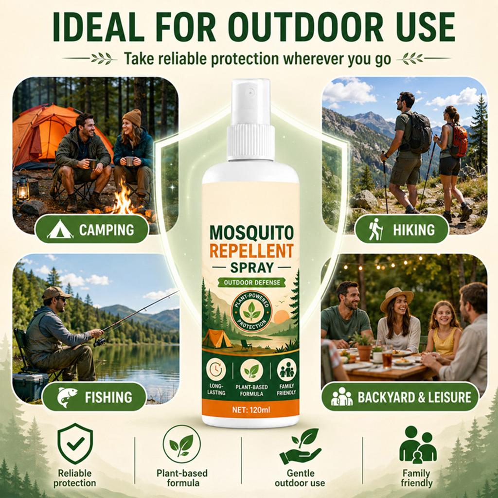 Mosquito Repellent Spray 120ml Plant-Based Formula Long-Lasting Outdoor Defense Insect Protection Family Friendly Insect Repellent