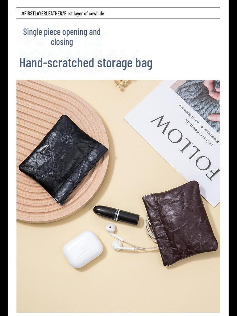 Exquisite Spring Clip Mini Storage Bag for Earphones, Lipstick, and Coins
