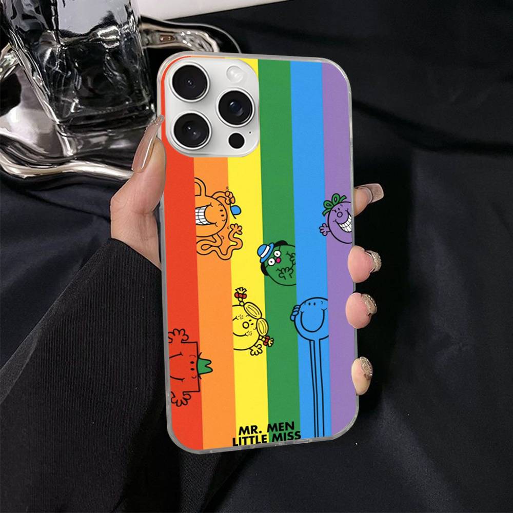Gifts Mr Men And Little MisS Silver Gradient Pleated Water Ripple Phone Case For IPhone 17 16 15 14 13 12 11 Pro Max
