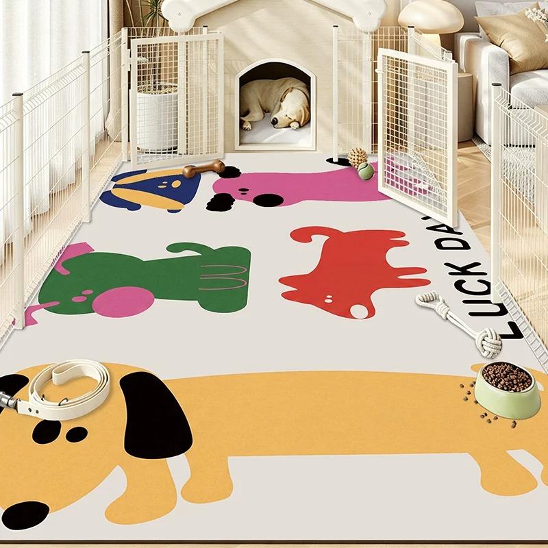 Cartoon Pet Rug Waterproof Urine-proof Scrubable Washable Rugs Cat Dog Kennel Fence Floor Mat Pvc Leather Mats Carpet Tapete