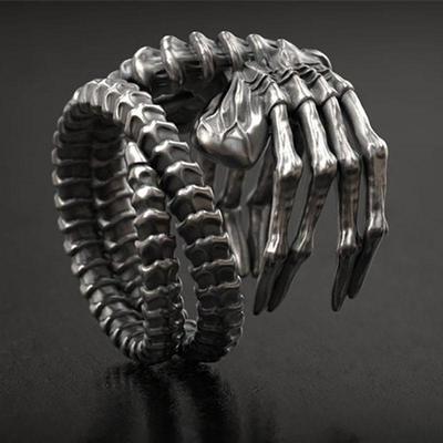 Zubehör Punk Biker Stil Herren Dominanter Totenkopf Kralle Ring Übertriebene Persönlichkeit Pop Ring