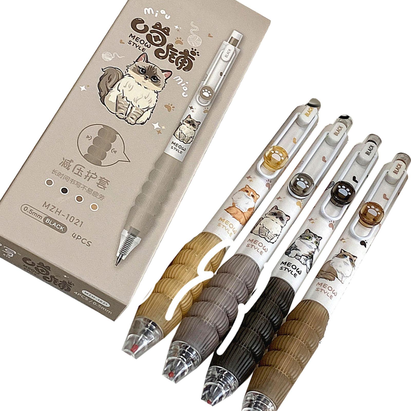 

4 Pcs Cartoon Pet Gel Pen Retractable Neutral Pen Aesthetic Stationery Pen 0.5mm Writing Pen Gel Ink Pen Journaling Pen
