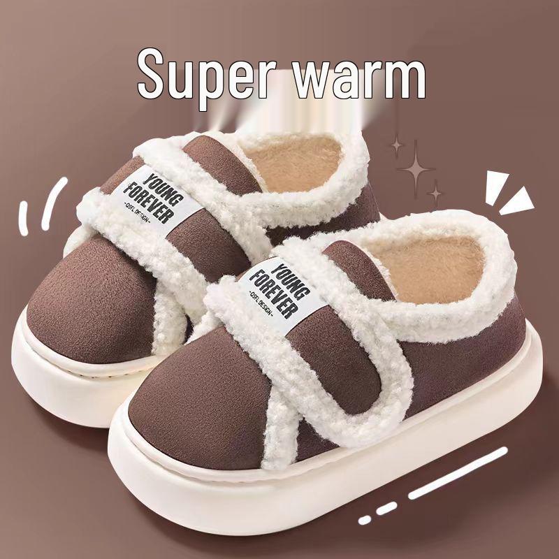 Damskie Zimowe Grube Kapcie Bawełniane Antypoślizgowe – Ciepłe Kapcie Indoor/Outdoor Zamknięte z Magicznym Rzepem