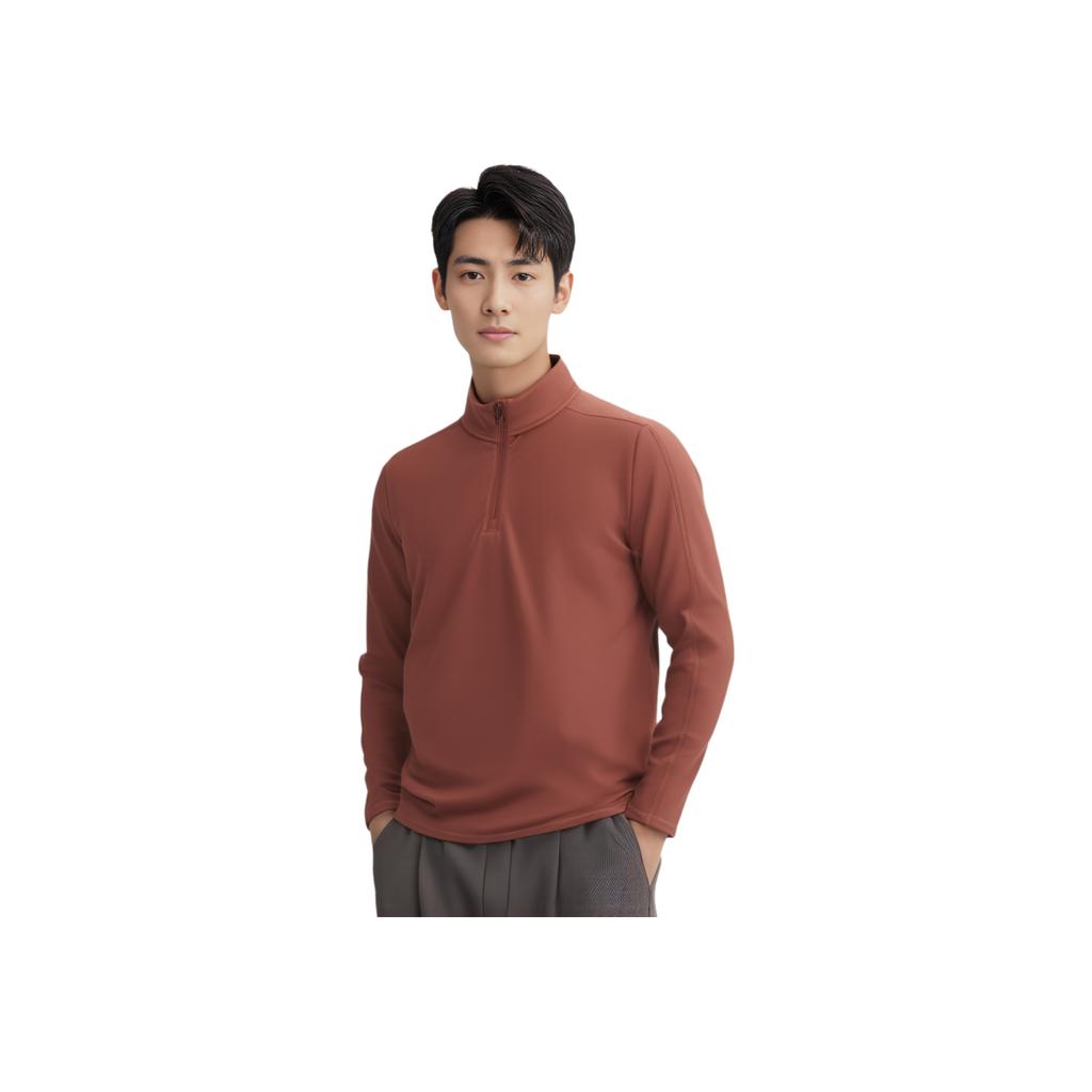 Under Armour Solid Color Stand Collar Pullover Zipper Sports Soft Knit Long Sleeve T-Shirt Men Tops Dark-Burgundy 1379673-688