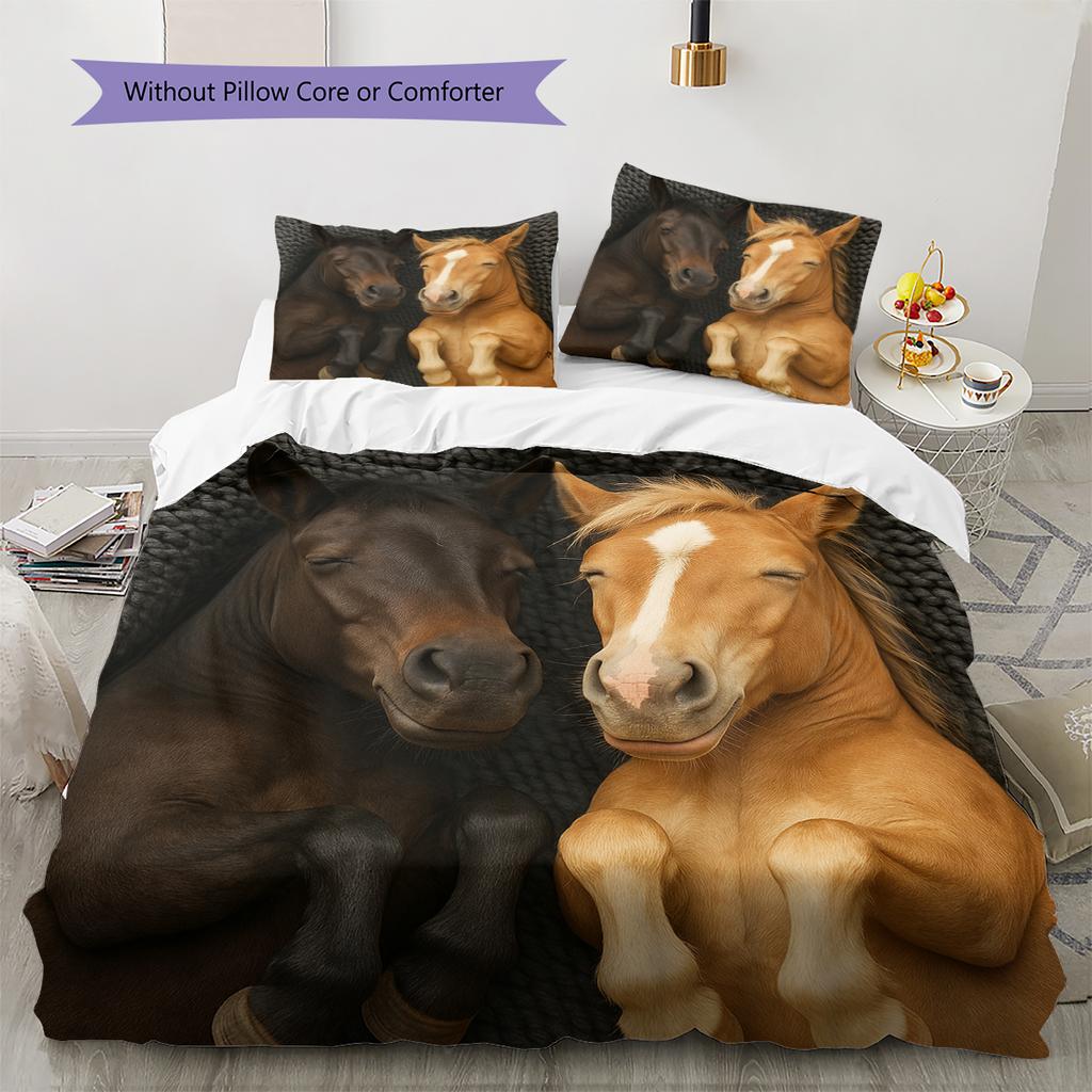 Cartoon-Muster Bettwäsche Steppbett-Set Bettbezug Kissenbezug Heimdekoration Geburtstagsgeschenk (1 Bettbezug + 2 Kissenbezüge, ohne Füllung)