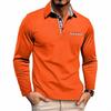 Camisa Polo de Manga Larga con Ribete a Cuadros, Elegante Top Casual para Hombre