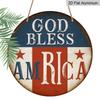 1pc 2D Flat, Round French Aluminum Sign, "God Bless America" Vintage Decorative Plaque, "American Flag" Decorative Sign, Suitable for 4th of July